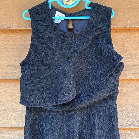 Special Editions Black Sparkly Girls Sleeveless Dress Size 12 With Layered Ruffl - Picture 5 of 8
